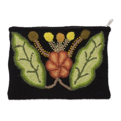 Alternate image for Embroidered Floral Wool Clutch from Peru Queen Flower