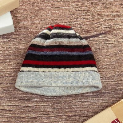 Alternate image for Striped Colorful 100 Alpaca Reversible Hat from Peru Two Realms