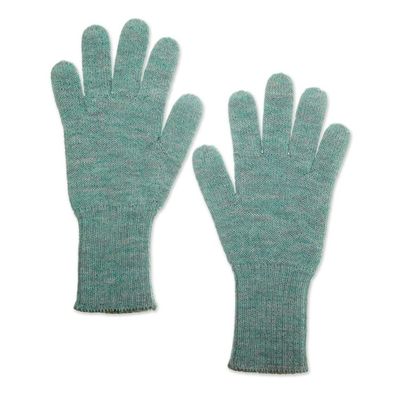 Alternate image for Knit Reversible Baby Alpaca Gloves in Turquoise and Green Turquoise Trends