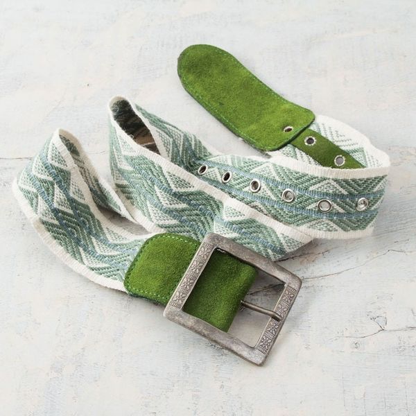 Alternate image for Alpaca Blend and Green Suede Belt Woven by Hand Cuzco Hope