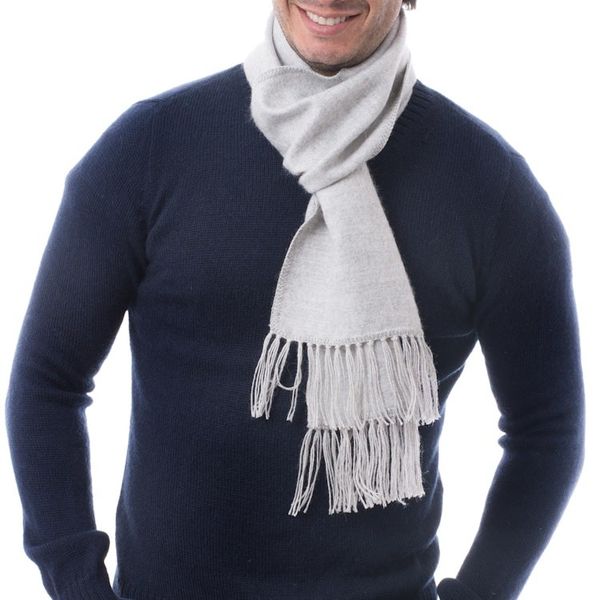 Alternate image for Handmade Alpaca Wool Blend Scarf Silver Gift of Warmth