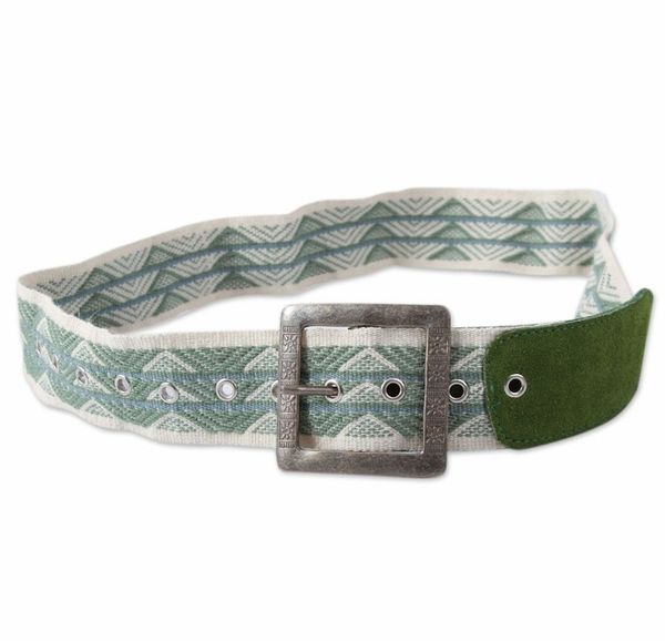 Alternate image for Alpaca Blend and Green Suede Belt Woven by Hand Cuzco Hope
