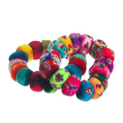 Alternate image for Multicolor Pompom Scrunchies from Peru Pair Dancing at the Andean Festival