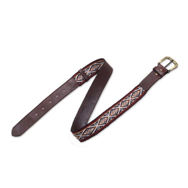 Alternate image for Hand Loomed Wool Accent Leather Belt Inca Ancestors