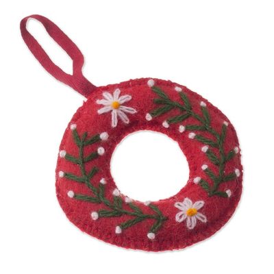 Alternate image for Circular Floral Wool Ornaments from Peru Pair Holiday Wreaths