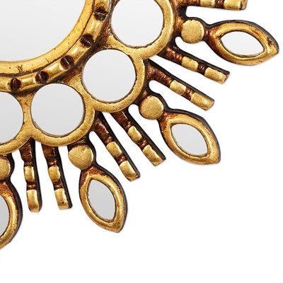Alternate image for Gold Toned Wall Accent Mirror from Peru Golden Blossom
