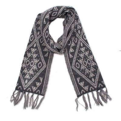 Alternate image for Alpaca Blend Wrap Scarf in Slate and White from Peru Inca Slate