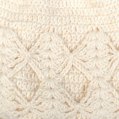 Alternate image for Cable Knit Ivory 100 Alpaca Hat from Peru Ivory Shapes
