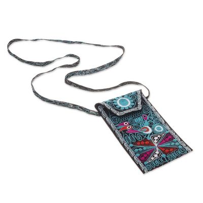 Alternate image for Embroidered Eyeglasses Bag in Black from Peru Embellished Beauty in Black