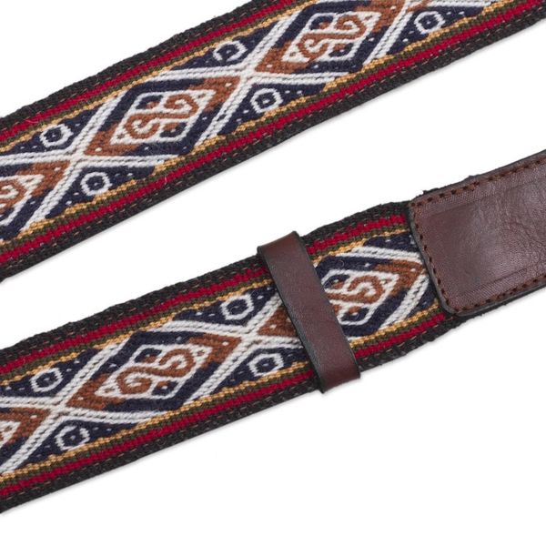 Alternate image for Hand Loomed Wool Accent Leather Belt Inca Ancestors