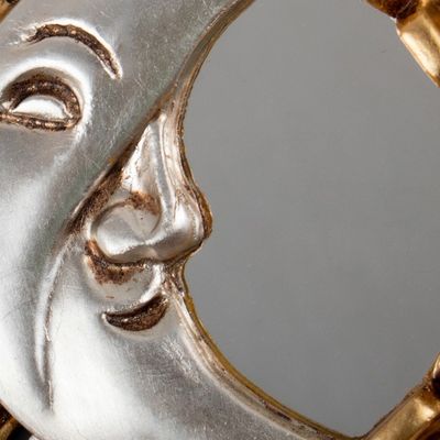 Alternate image for Antiqued Bronze Gilded Wood Wall Mirror with Sun Moon Motif Mother Moon