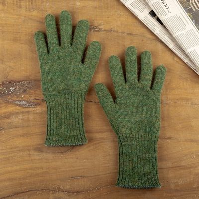 Alternate image for Knit Reversible Baby Alpaca Gloves in Turquoise and Green Turquoise Trends