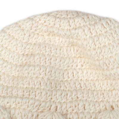 Alternate image for Cable Knit Ivory 100 Alpaca Hat from Peru Ivory Shapes