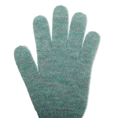 Alternate image for Knit Reversible Baby Alpaca Gloves in Turquoise and Green Turquoise Trends