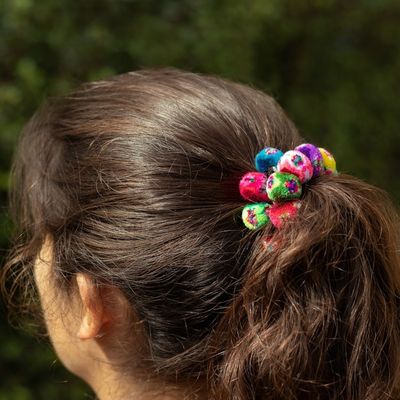 Alternate image for Multicolor Pompom Scrunchies from Peru Pair Dancing at the Andean Festival