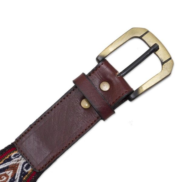 Alternate image for Hand Loomed Wool Accent Leather Belt Inca Ancestors
