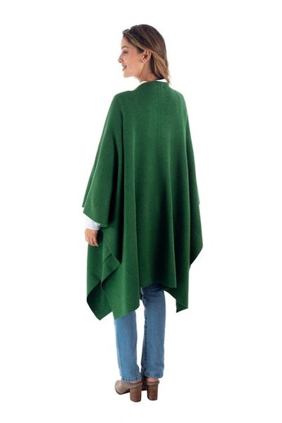 Alternate image for Knit Alpaca Blend Ruana in Green from Peru Cedar Falls