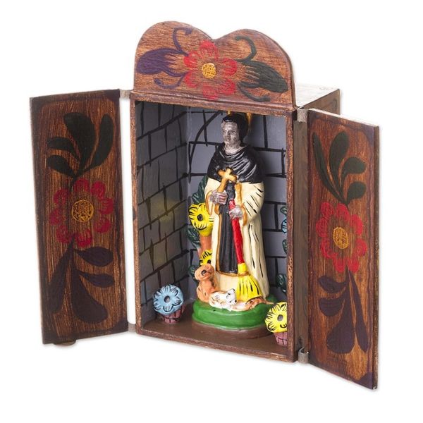 Alternate image for Handmade Wood Retablo Sculpture Saint Martin de Porres