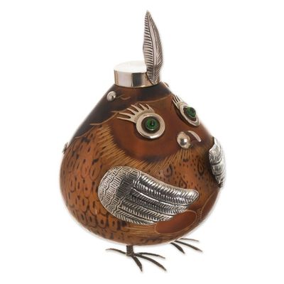 Alternate image for Cultural Owl Figurine in Sterling Silver and Gourd Shipibo-Conibo