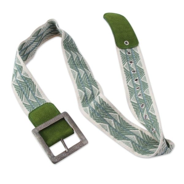 Alternate image for Alpaca Blend and Green Suede Belt Woven by Hand Cuzco Hope