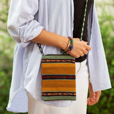 Alternate image for Sunrise Striped Alpaca Wool Shoulder Bag Inca Sunrise
