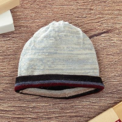 Alternate image for Striped Colorful 100 Alpaca Reversible Hat from Peru Two Realms