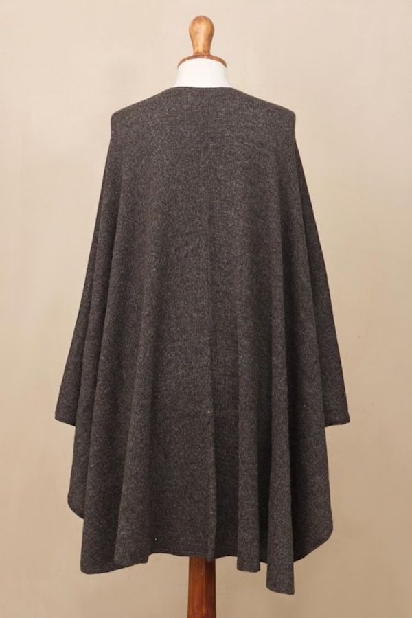Alternate image for Artisan Crafted Alpaca Blend Wrap Ruana Brown Tweed