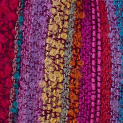 Alternate image for Baby Alpaca Blend Hand Woven Colorful Striped Scarf Draped with Color