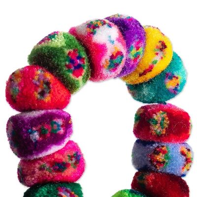 Alternate image for Multicolor Pompom Scrunchies from Peru Pair Dancing at the Andean Festival