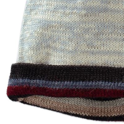 Alternate image for Striped Colorful 100 Alpaca Reversible Hat from Peru Two Realms