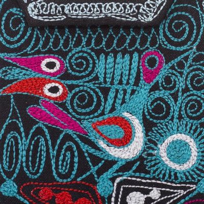 Alternate image for Embroidered Eyeglasses Bag in Black from Peru Embellished Beauty in Black