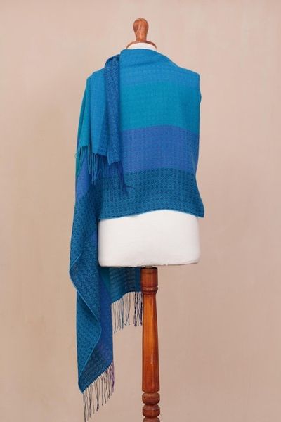 Alternate image for Hand Woven Striped Alpaca Blend Shawl from Peru Serene Beauty