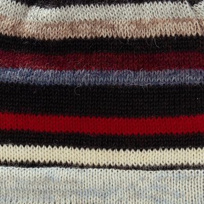 Alternate image for Striped Colorful 100 Alpaca Reversible Hat from Peru Two Realms