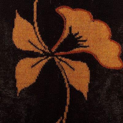Alternate image for Floral Saffron and Black Reversible Alpaca Blend Scarf Saffron Retama Emotions