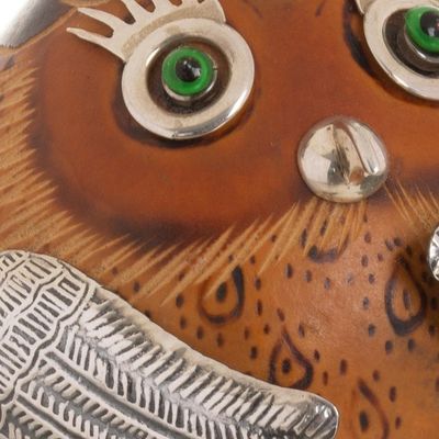 Alternate image for Cultural Owl Figurine in Sterling Silver and Gourd Shipibo-Conibo