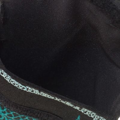 Alternate image for Embroidered Eyeglasses Bag in Black from Peru Embellished Beauty in Black