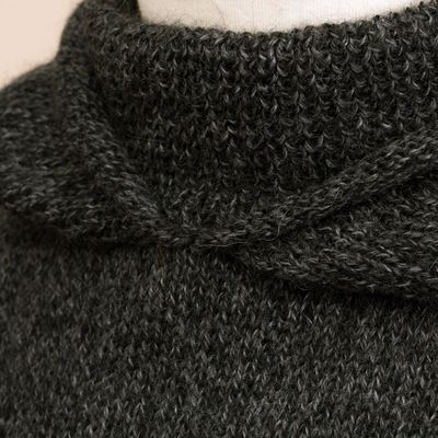 Alternate image for Knit Alpaca Blend Hooded Poncho in Graphite from Peru Adventurous Style in Slate