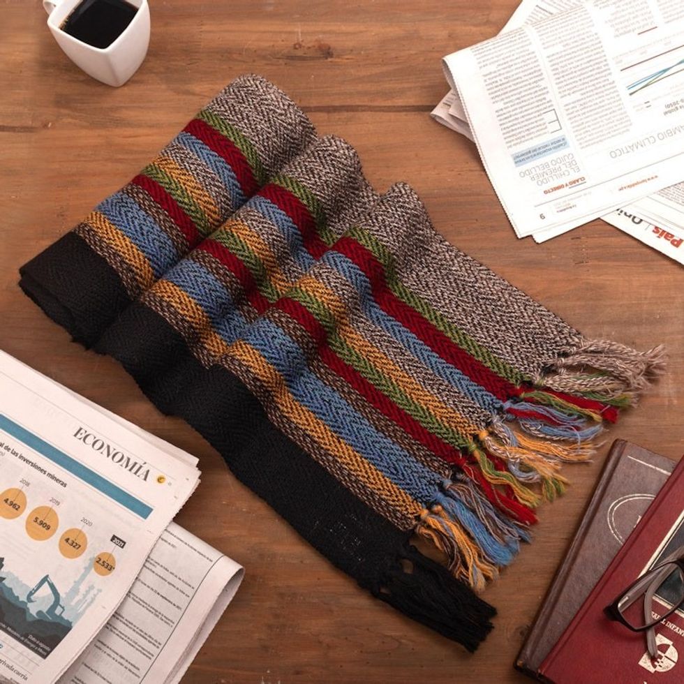 Unisex Striped Alpaca Scarf 'Tarma Trek'