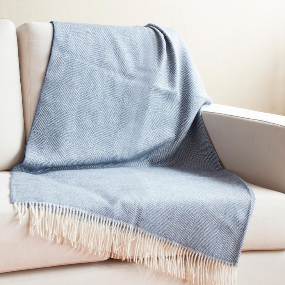 Indigo and Alabaster 100 Baby Alpaca Throw from Peru 'Calm of Indigo'