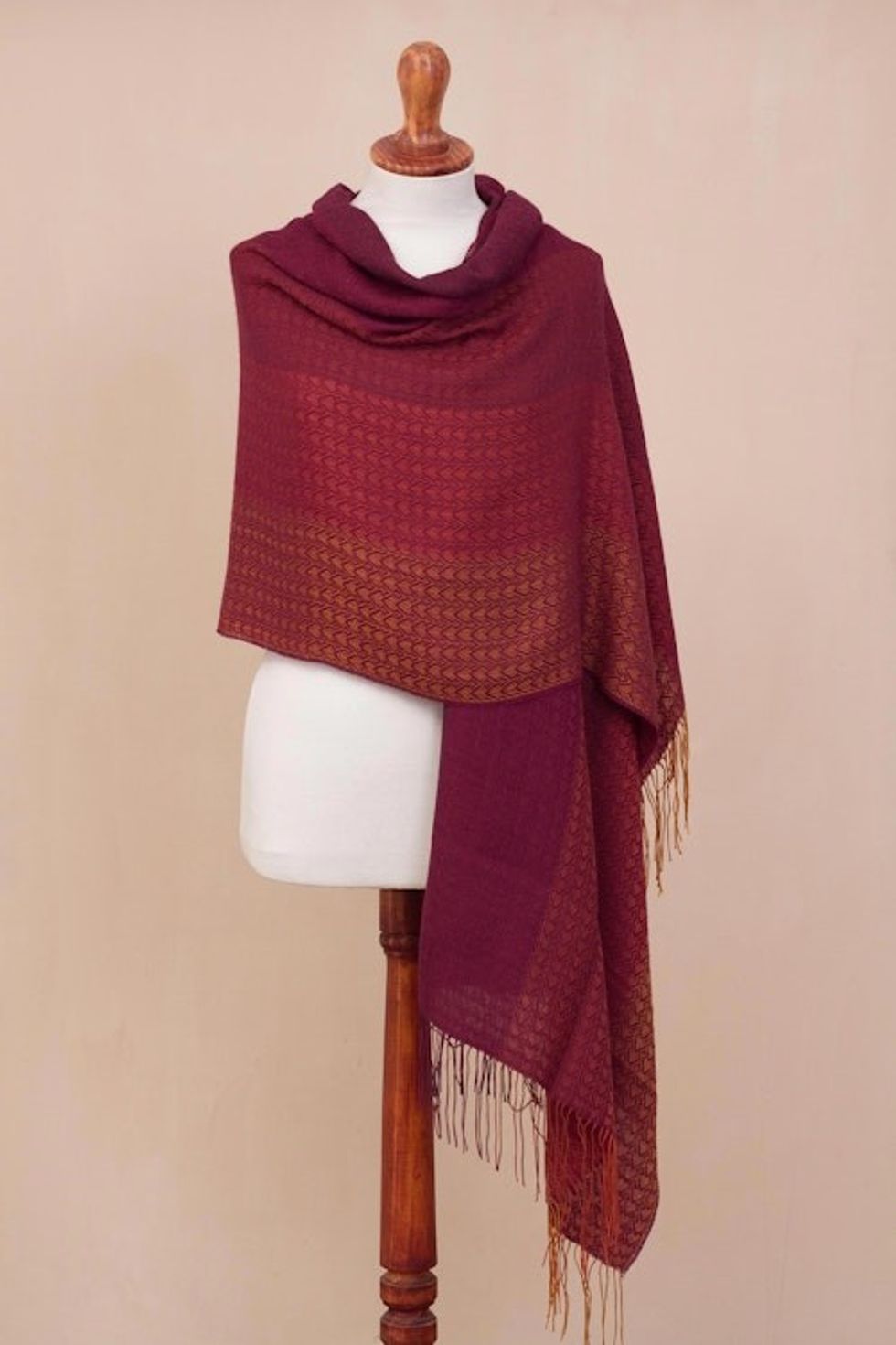 Hand Woven Striped Alpaca Blend Shawl from Peru 'Inviting Beauty'