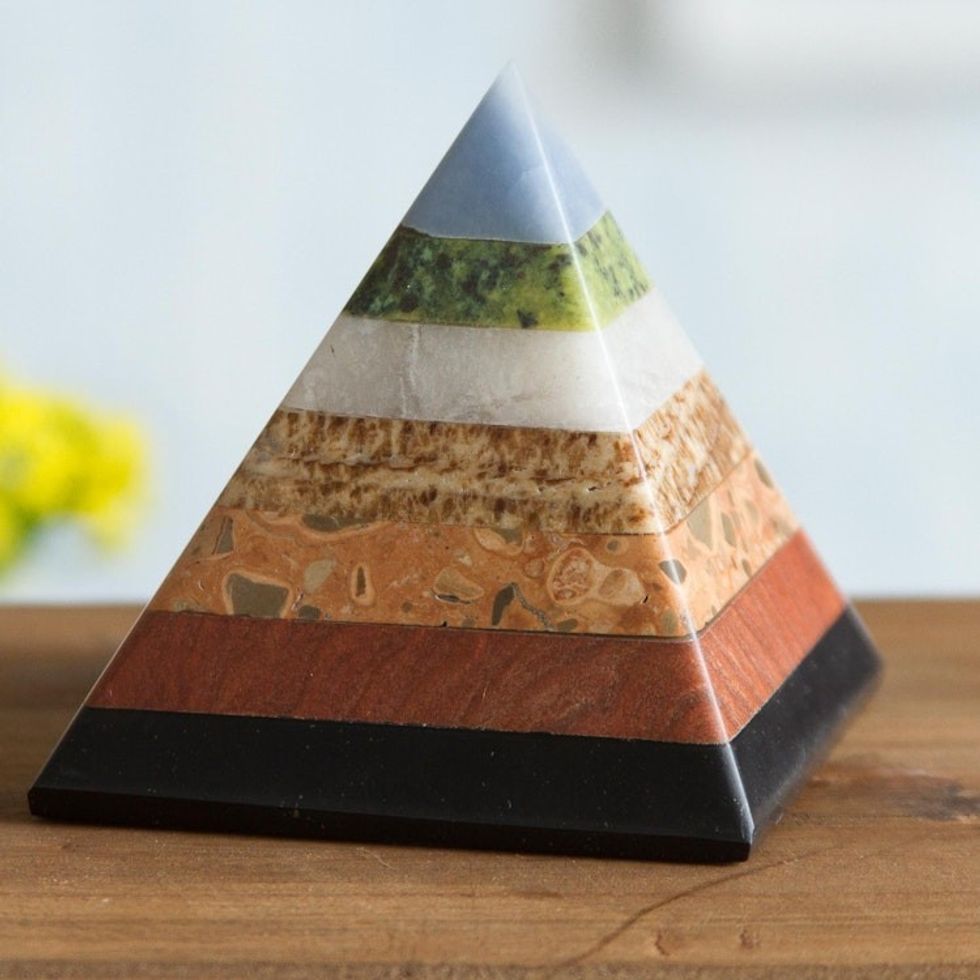 Multi-Gemstone Pyramid Figurine from Peru 'Positive Vibes'