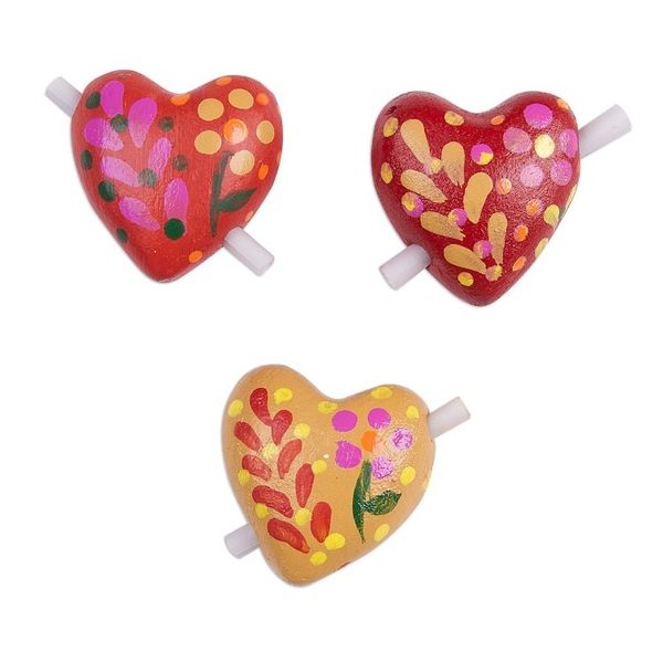 Alternate image for Three Floral Ceramic Heart Figurines for Notes Love Flowers
