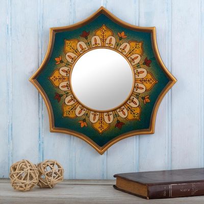 Alternate image for Gold Accented Wall Accent Mirror Colonial Crown in Teal