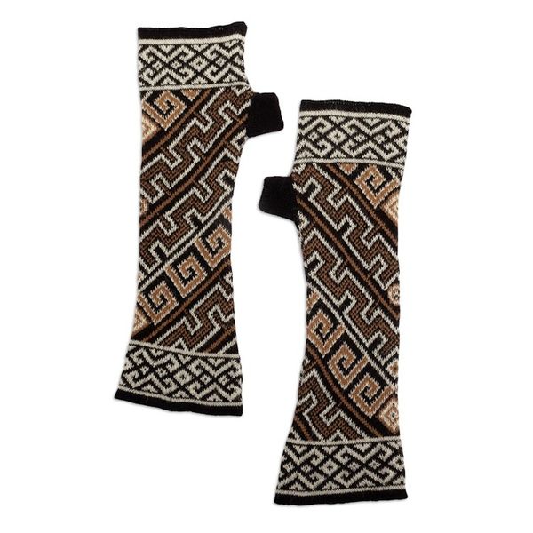 Alternate image for Knit 100 Baby Alpaca Fingerless Mitts Crafted in Peru Serpents and Waves