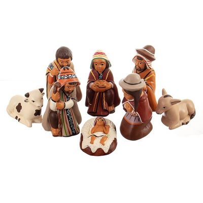 Alternate image for Hand-Painted Traditional Ceramic Andean Nativity Scene Andean Miracle