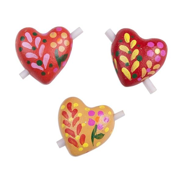 Alternate image for Three Floral Ceramic Heart Figurines for Notes Love Flowers