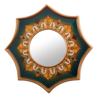 Alternate image for Gold Accented Wall Accent Mirror Colonial Crown in Teal