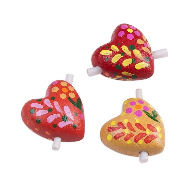 Alternate image for Three Floral Ceramic Heart Figurines for Notes Love Flowers