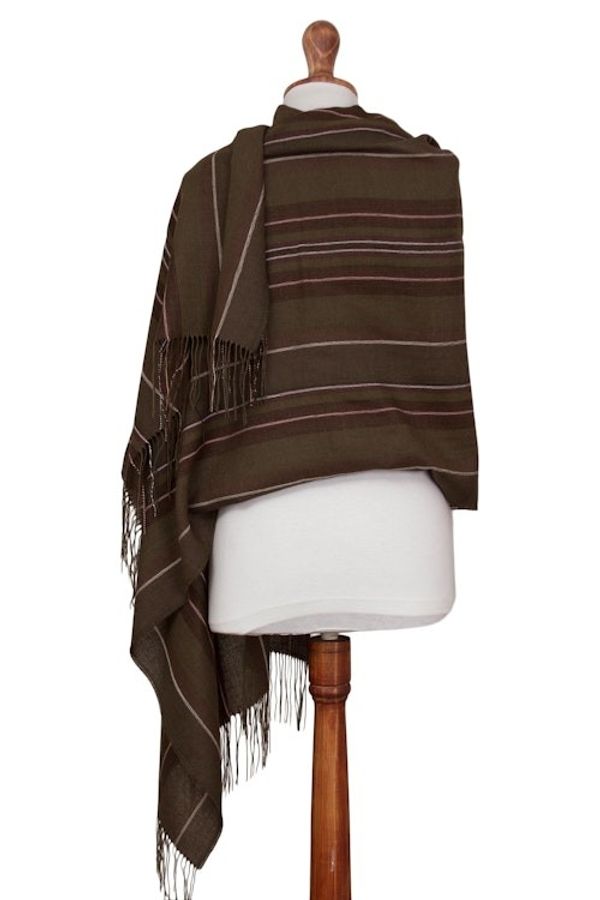 Alternate image for Alpaca and silk shawl Olive Fields