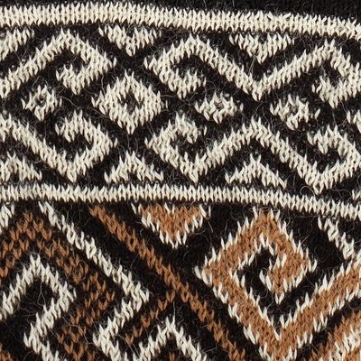 Alternate image for Knit 100 Baby Alpaca Fingerless Mitts Crafted in Peru Serpents and Waves